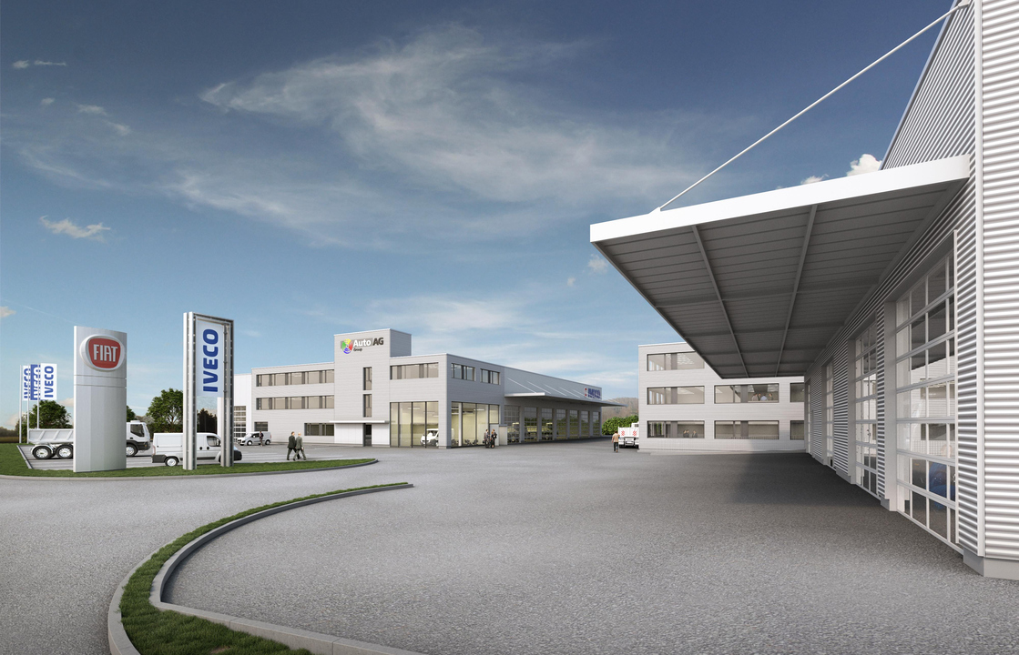 Ende April 2017 soll das neue Nutzfahrzeugcenter Limmattal in Weiningen von der Auto AG bezogen werden. Bild: Auto AG 